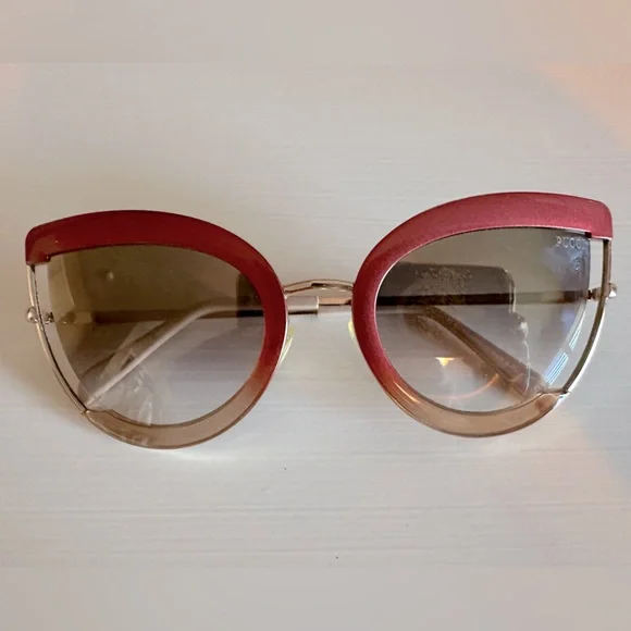 Emilio Pucci Red/Burgundy Cat Eye Sunglasses EP0182 66T Lace Detail with Case Emilio Pucci | Accessories | Rare Emilio Pucci Burgundy Red  main image 3